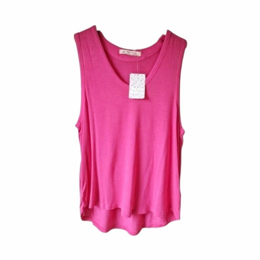 Free People Ribbed Knit Muscle Tank Sz M Take the Plunge Fuchsia NWT - Picture 8 of 11